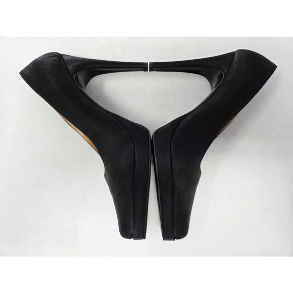 CASADEI ITALY BLACK SATIN SHIMMER PUMPS PLATFORM 4" HEELS WOMENS SIZE 8.5 M - Picture 8 of 10